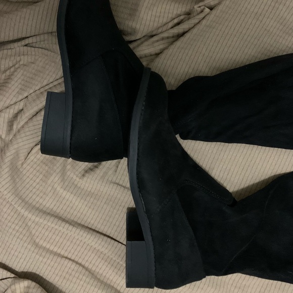 Venus Black Micro Suede Over the Knee Boots - Picture 4 of 4